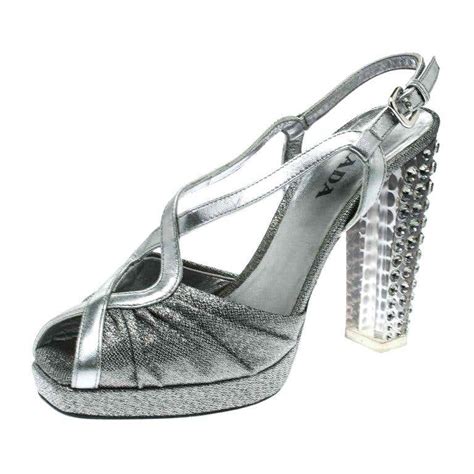 silver prada heel|prada silver slingbacks.